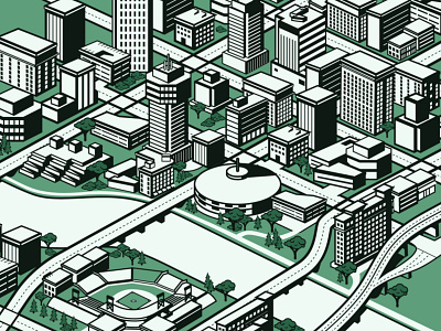 Isometric Wichita Kansas city illustration illustrator isometric kansas map roads vector wichita wsu