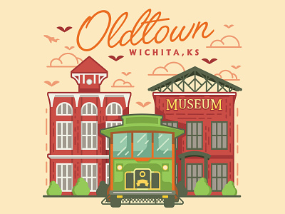 Oldtown Wichita, KS artwork illustrator kansas oldtown sticker vector wichita