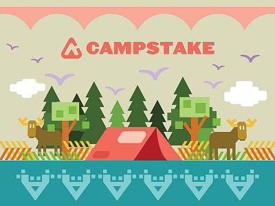 Campstake Campground camp camping campstake illustration moose nature outdoors vector