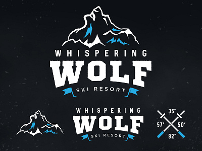 Whispering Wolf Ski Resort challenge daily design logo mountain resort ski skis whispering wolf