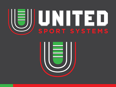 United Sports Systems branding field icon logo logo 3d logo design sports track