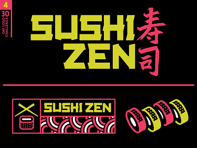 Sushi Zen japanese japanese food logo logo a day rolls sushi typeface zen