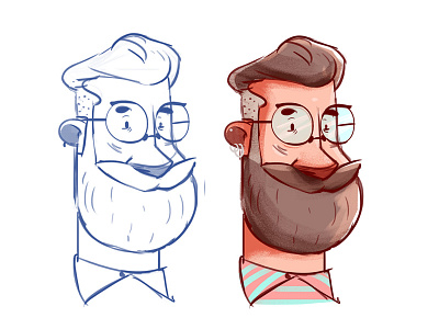 Hipster Character Color and Sketch