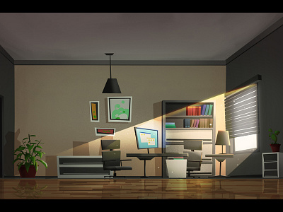 Office animation art artwork background conceptart dark digitalart game horror illustration interrior room