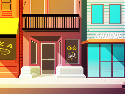 Downtown Storefronts illustration vector vector art vector illustration
