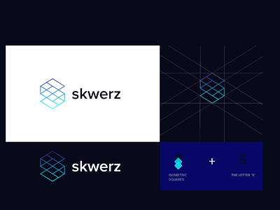 Logo for the startup Skwerz app dark mode design figma illustrator lettering logo s logo square startup
