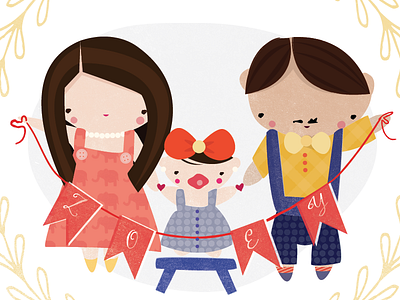 Welcome Baby Zoey baby shower character family illustration people personalization portrait
