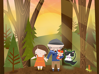 Sarah & Co. baby bug cat family forest ghost illustration national park outdoors sun sunset trees