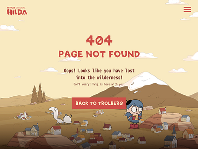 Hilda the series - 404 page 404page 404pagenotfound daily ui dailyui dailyui008 dailyuichallenge hildatheseries uidesign uxdesign