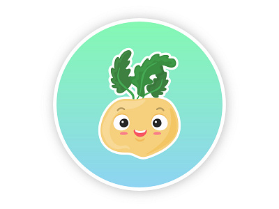 Turnip cartoon character cute design flat gradient icon illustration turnip vector