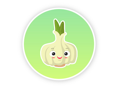 Garlic cartoon character cute design flat gradient icon illustration turnip vector