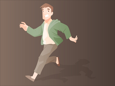 Running Man character flat illustration running scared vector