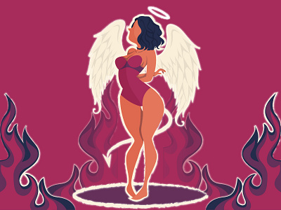 Devilish Angel angel character contrast design devil devilish flat illustration lady sexy vector