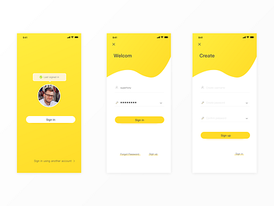 Login page app design login mobile ui skecth ui yellow