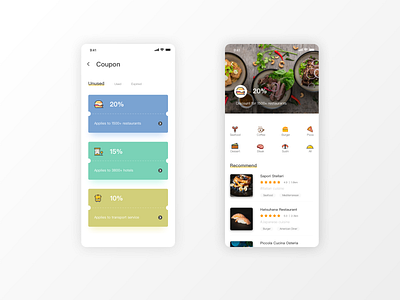 Coupon Page - App app coupon design food app list mobile recommend sketch travel app ui