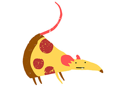 Pizza cute digital funny illustration pizza rat vector