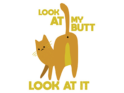 Butt cat design digital funny humor illustration shirt vector