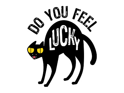 lucky black cat design digital illustration minimalist shirt type vector