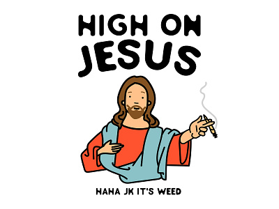 jesus design digital funny humor illustration marijuana pun shirt vector weed