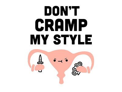 cramp cute design digital feminism funny humor illustration pun shirt vector