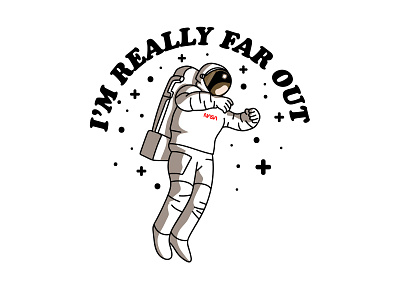 far out cute design digital funny humor illustration nasa pun shirt space vector