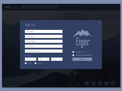 Daily UI Day 1 | Sign Up daily ui daily ui day 001 overlay pop up sign up sign up modal ui