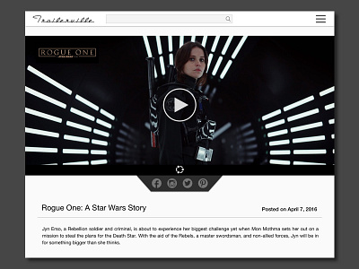 Daily UI Day 10 | Social Share daily ui daily ui day 010 rogue one share social share star wars ui web design