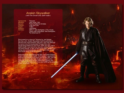 Daily UI Day 045 | Info Card anakin skywalker daily ui daily ui day 045 info card sketch star wars ui web design