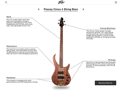 Daily UI Day 095 | Product Tour bass daily ui daily ui day 095 peavey peavey cirrus product product tour ui uiux