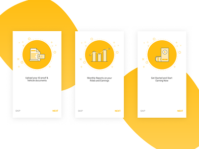 Onboarding app design colors icons illustration onboarding truckapp user interface yellow