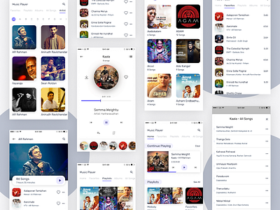 Music Player app cards clean design interaction like list music plyaer pllayer songs ui ux