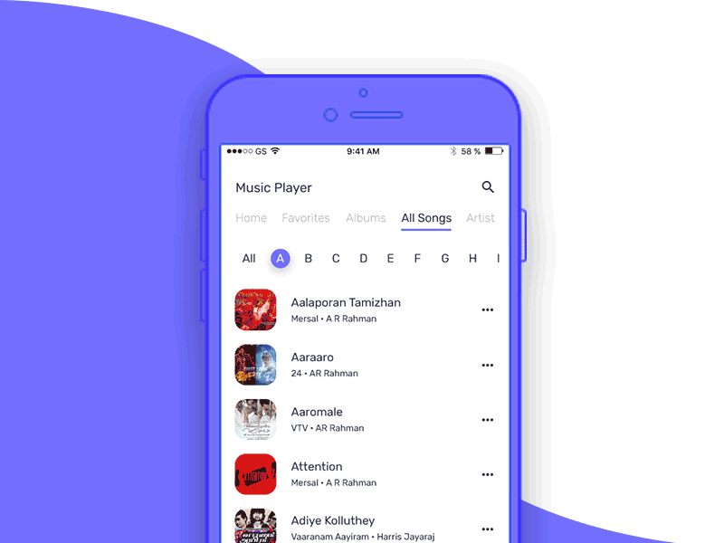 Music Player - Slide Interaction