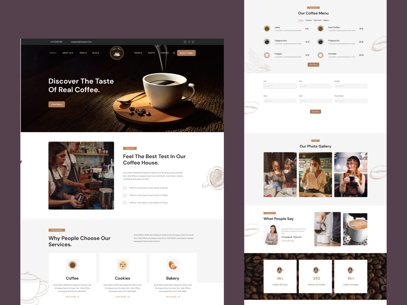 Cafe landing page design by divya on Dribbble