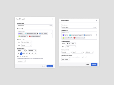 Schedule Report report schedule ux