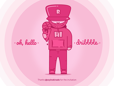 Hello Dribbble debut first shot hello illustration thank you