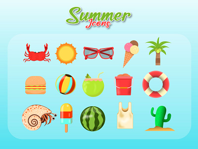 Summer Icon Colorful design flatdesign gift icon icondesign illustration logo silhouette summer summericon vector