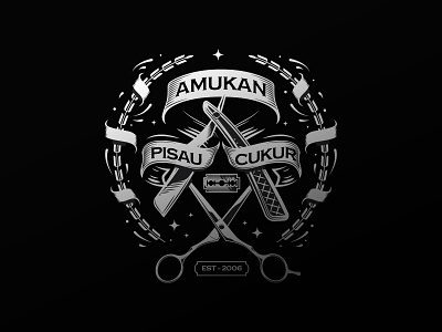 Amukan Pisau Cukur art branding design ill illustration line logo vector white