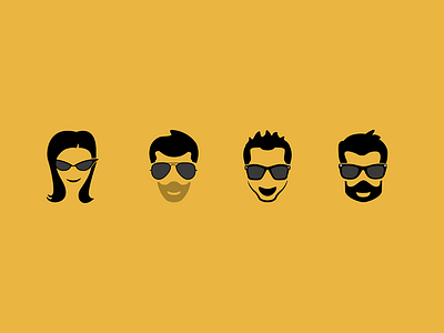 Say Cheese! faces flat icons moptop simple sunglasses vector yellow