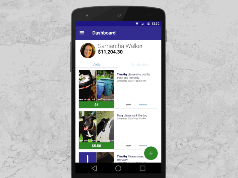 CitiChores : Hackathon - Assign A Task after effects android app chores citi hackathon material design money