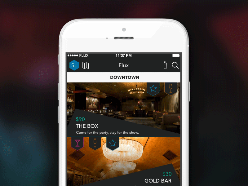 Flux App Pull to Refresh after effects animation bars clubs ios lounges party pull to refresh tickets venues