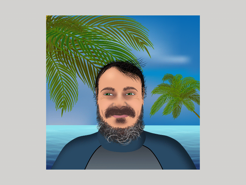 Animated avatar 2d animated avatar animated gif animated illustration animation anime studio cartoon design gif graphic design illustration landscape moho pro motion design motion graphics ocean palm portrait realistic sea