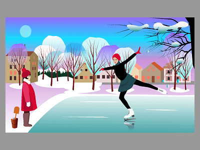 Winter skating rink 2d adobe illustrator cartoon characters childrens design graphic design illustration picture skating rink winter