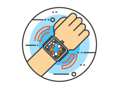 Smart Watch On Wrist digital flat icons future smartwatch technology