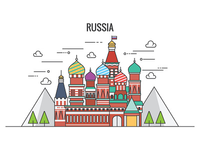 St. Basil's Cathedral, Russia flat icons moscow russia st. basils cathedral