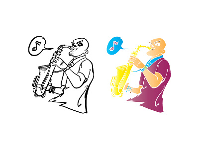 Saxophone Player doodle jazz musician saxophone