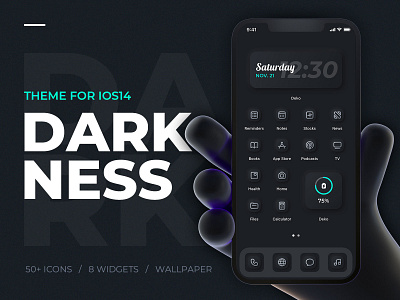 Darkness iOS14 Theme design icon ios theme ios14 logo ui