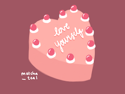 "Love yourself" Korean Style Cake cakes design digital art graphic design illustration korean aesthetic korean cake