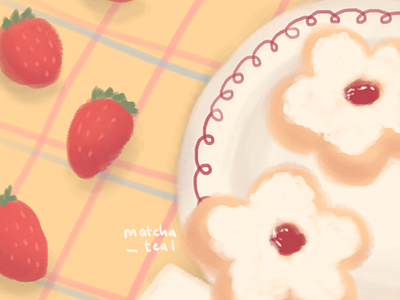 Flower Donuts with Strawberries design digital art donut graphic design illustration korean aesthetic strawberry