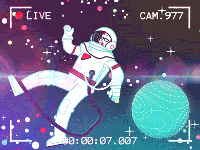 Say 'Hello' to a new monday! 2d aftereffects animation astronaut avatar cam character design cosmonaut deckard977 illustration mauro mason mauromason motiondesign motiongraphics nasa rubberhose sky space spacewalk stars