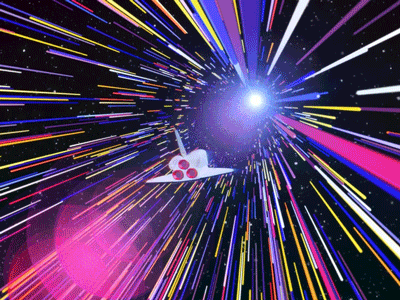 Approaching the Bifrost! mauro mason motion design motion graphics trapcode particular 3d compositing cinema4d after effects hyperspeed spaceship shuttle